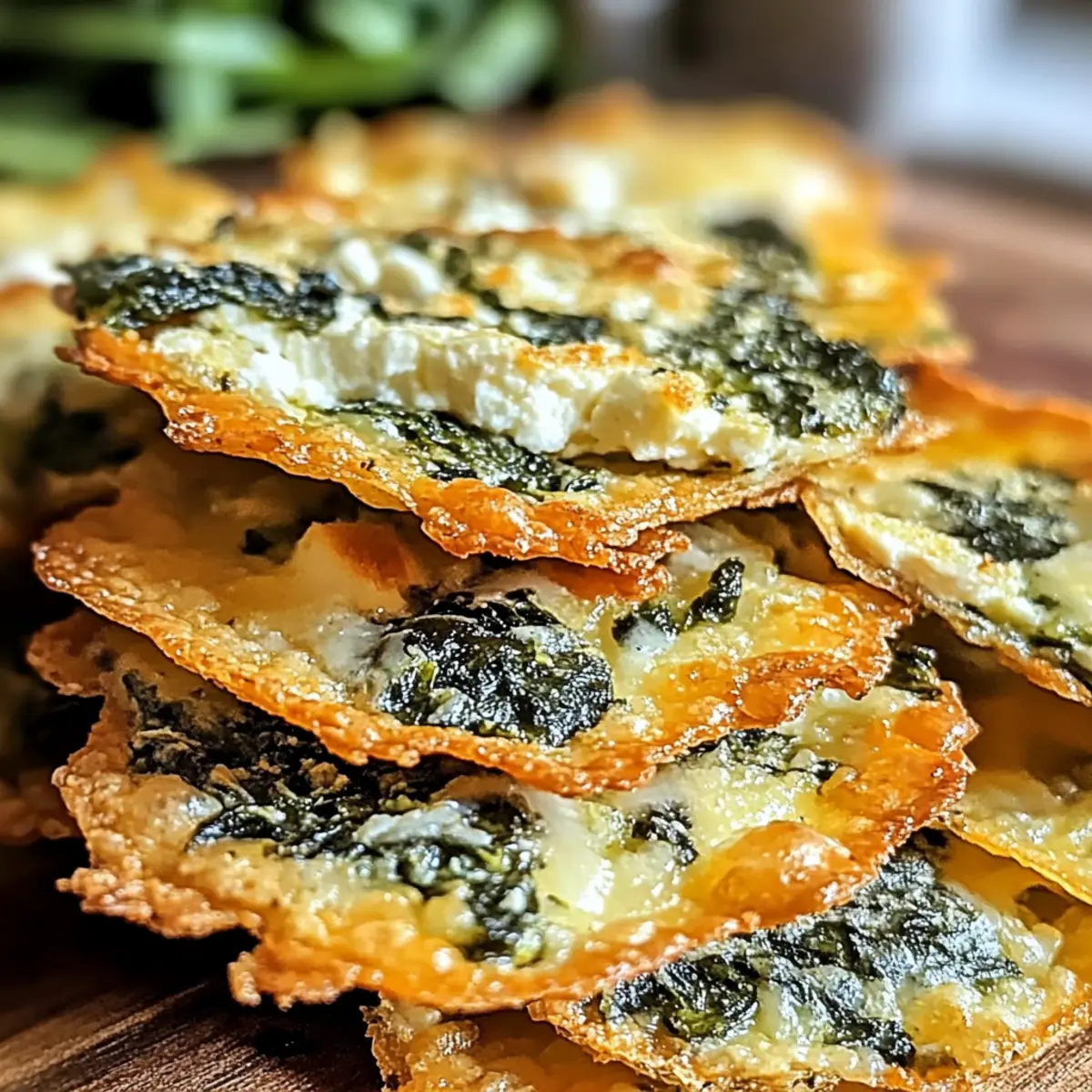 Knusprige mediterrane Spinat- und Feta-Käse-Crisps für jeden Anlass