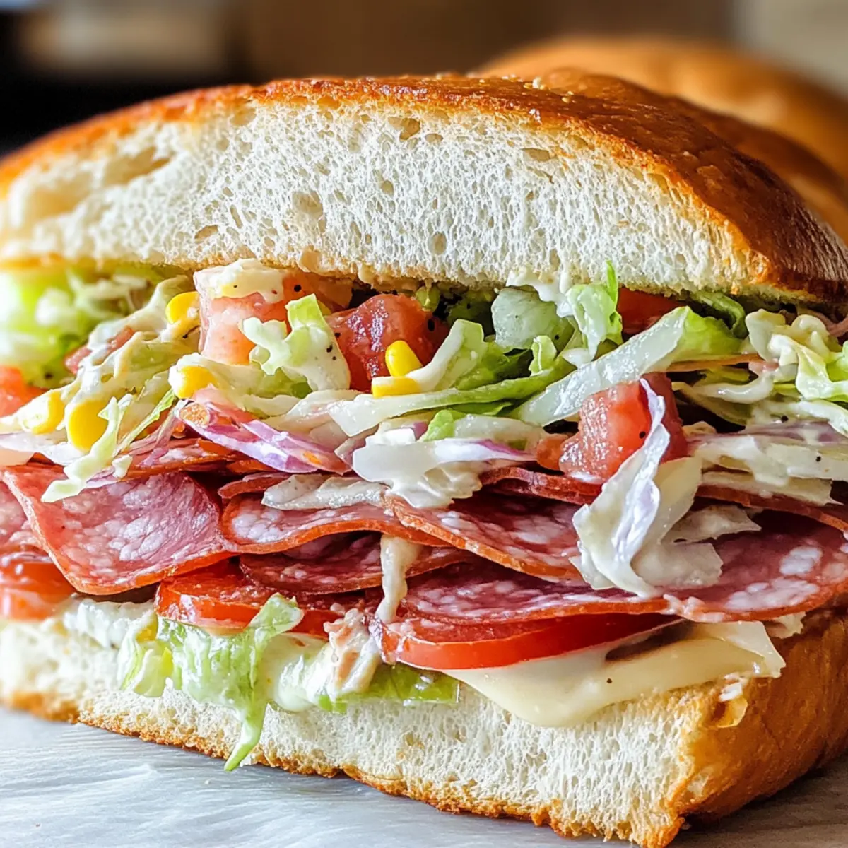 Mahlzeit Salat Sandwich mit italienischem Flair