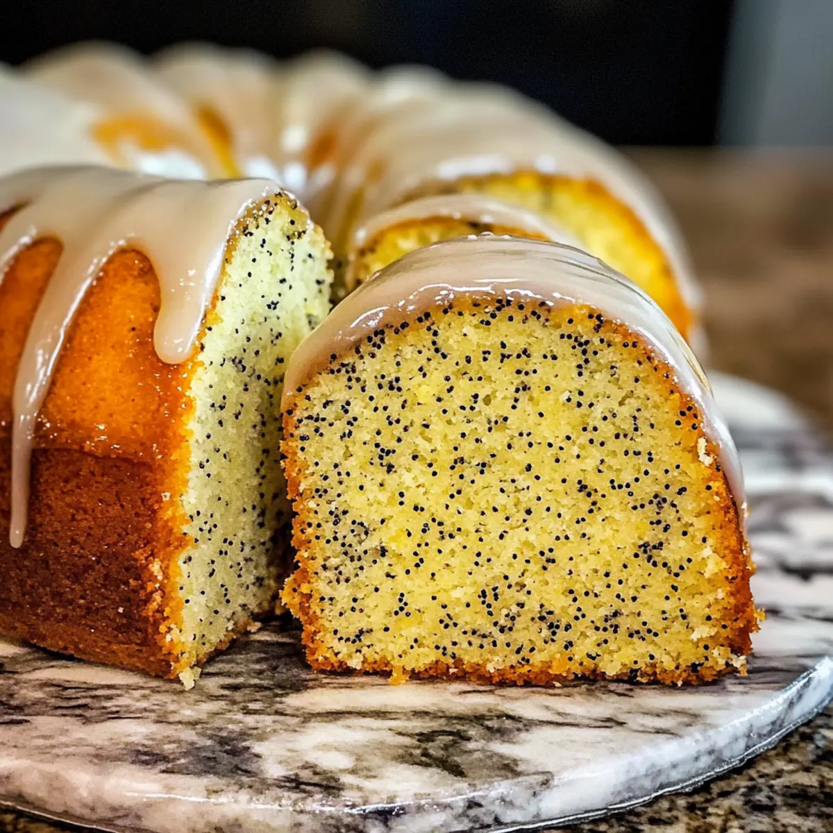 Zitronen-Mohnkuchen mit Zuckerglasur