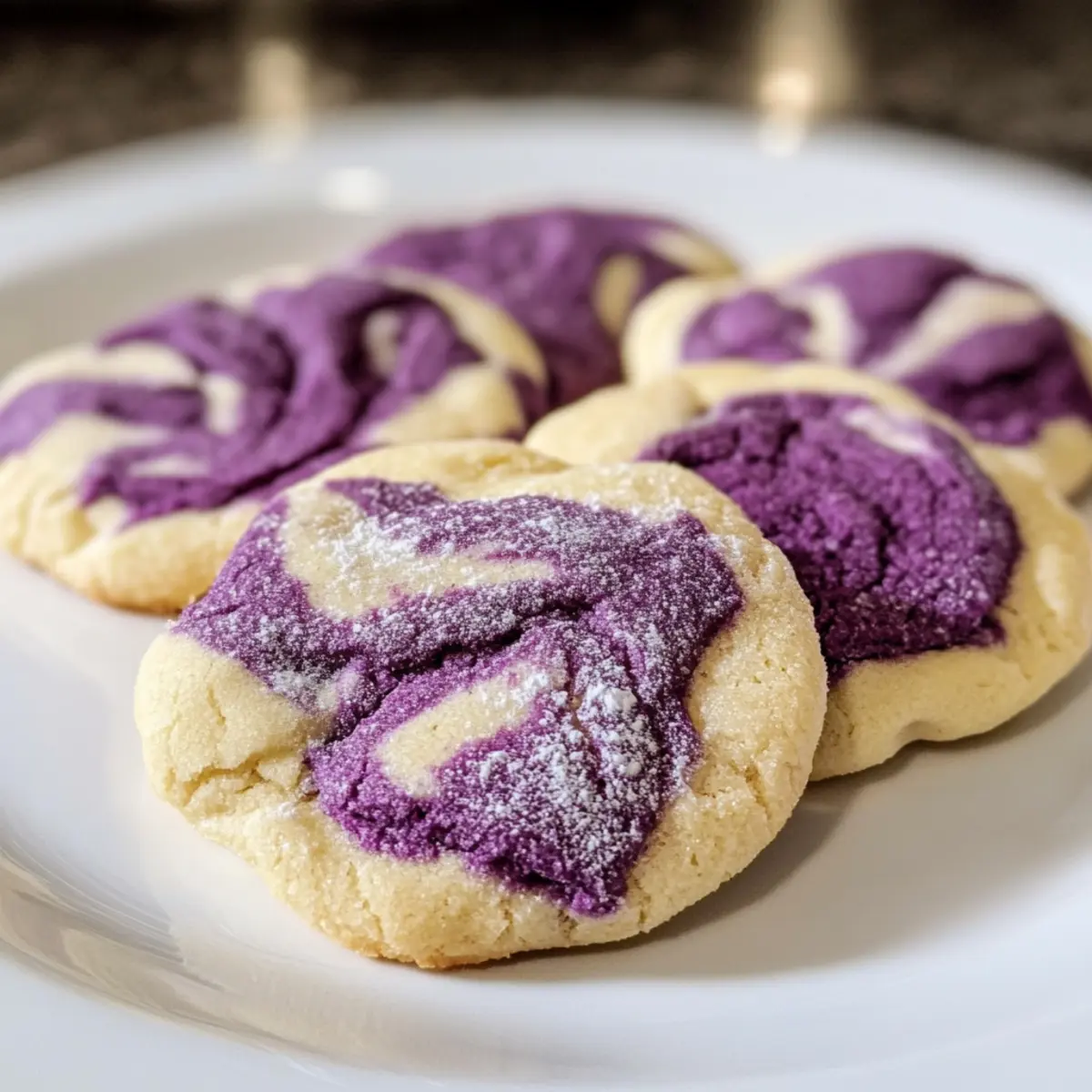 Marmorgemischte Ube-Käsekuchen-Kekse Backen leicht gemacht