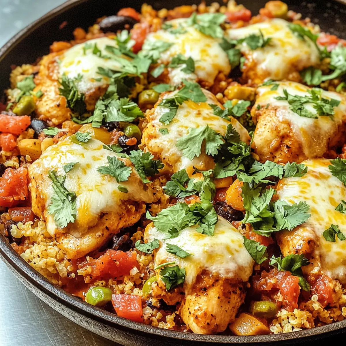 Salsa Hähnchen Blumenkohl Pfanne für schnelles Dinner